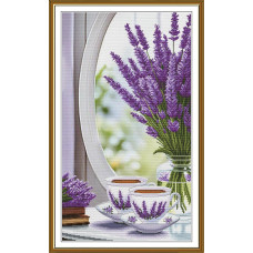 СР3460 Нова Слобода Набір для вишивки рахунковим хрестиком - Лавандовий ранок 29x52 см, Aida 16 (канва з фоном)