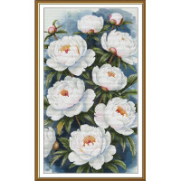СР3463 Нова Слобода Набір для вишивки рахунковим хрестиком - Імператорські півонії 29x51 см, Aida 16 (канва з фоном)