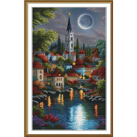 СР3474 Нова Слобода Набір для вишивки рахунковим хрестиком - Місячний краєвид 25x41 см, Aida 16 (канва з фоном)