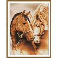 СР3480 Нова Слобода Набір для вишивки рахунковим хрестиком - Парочка закоханих 29x39 см, Aida 16 (канва з фоном)