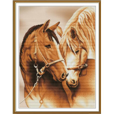 СР3480 Нова Слобода Набір для вишивки рахунковим хрестиком - Парочка закоханих 29x39 см, Aida 16 (канва з фоном)