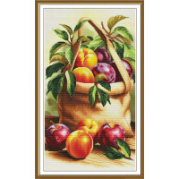 СР3482 Нова Слобода Набір для вишивки рахунковим хрестиком - Запашні сливи 25x44 см, Aida 16 (канва з фоном)