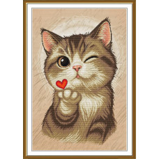 СР3483 Нова Слобода Набір для вишивки рахунковим хрестиком - Поцілунок для тебе 29x44 см, Aida 16 (канва з фоном)