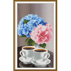 СР3484 Нова Слобода Набір для вишивки рахунковим хрестиком - Гармонія на двох 25x43 см, Aida 16 (канва з фоном)