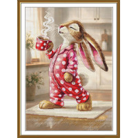 СР3487 Нова Слобода Набір для вишивки рахунковим хрестиком - Ранкова кавуся 25x35 см, Aida 16 (канва з фоном)