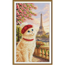 СР3489 Нова Слобода Набір для вишивки рахунковим хрестиком - Француженка 23x40 см, Aida 16 (канва з фоном)