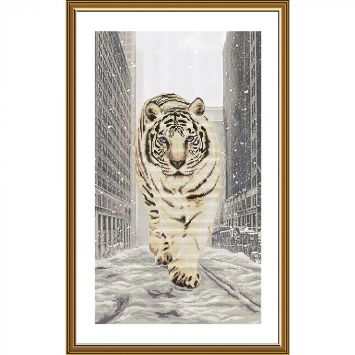 СР6249 Сніговий тигр. 28х50 см. Нова Слобода. Набір для вишивки хрестиком на Aida 16