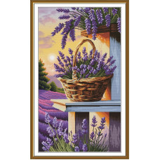 СР6297 Нова Слобода Набір для вишивки рахунковим хрестиком - Лавандовий сон 30x52 см, Aida 16 ct (канва з фоном)