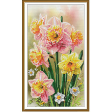 СР6299 Нова Слобода Набір для вишивки рахунковим хрестиком - Сонячні нарциси 29x52 см, Aida 16