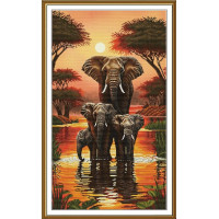 СР6306 Нова Слобода Набір для вишивки рахунковим хрестиком - Сімейне щастя 29x51 см, Aida 16 (канва з фоном)