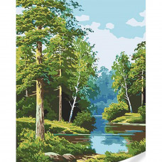SS1121 Річка у лісі, 30х40 см. Strateg. Картина за номерами (Стратег)