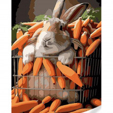 SS1129 Кролик у моркві, 30х40 см. Strateg. Картина за номерами (Стратег)