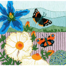 SSKH1 Bothy Threads Набір для вишивки гладдю - Луг метеликів Butterfly Meadow 18,5x19 см, тканина з малюнком №22