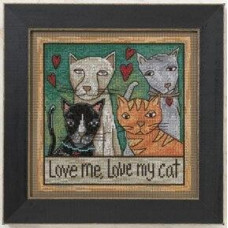 ST150202 Mill Hill Набір для вишивки рахунковим хрестиком + бісером - Любиш мене, люби мою кішку Love Me, Love My Cat 18x18 см, перфорований папір