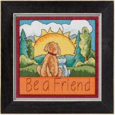 ST152313 Mill Hill Набір для вишивки рахунковим хрестиком + бісером - Будь другом Be a Friend 18x18 см, перфорований папір