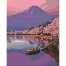 SY6429 Вода біля вулкану, на кольоровому фоні 40х50 см. Strateg. Картина за номерами (Стратег)