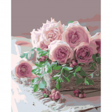 SY6446 Ніжні троянди, на кольоровому фоні 40х50 см. Strateg. Картина за номерами (Стратег)