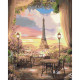 SY6488 Столики в Парижі, на кольоровому фоні 40х50 см. Strateg. Картина за номерами (Стратег)