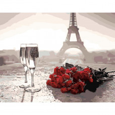 SY6523 Троянди в Парижі, на кольоровому фоні 40х50 см. Strateg. Картина за номерами (Стратег)