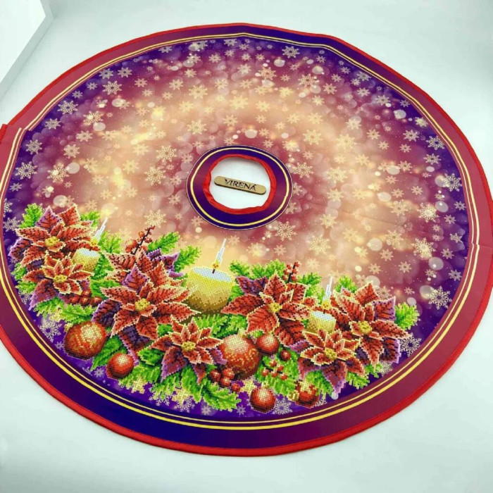 СЯ_320 Virena Заготовка для вишивки бісером - Спідниця під ялинку Різдвяна свічка 71х71 см (схема на габардині)