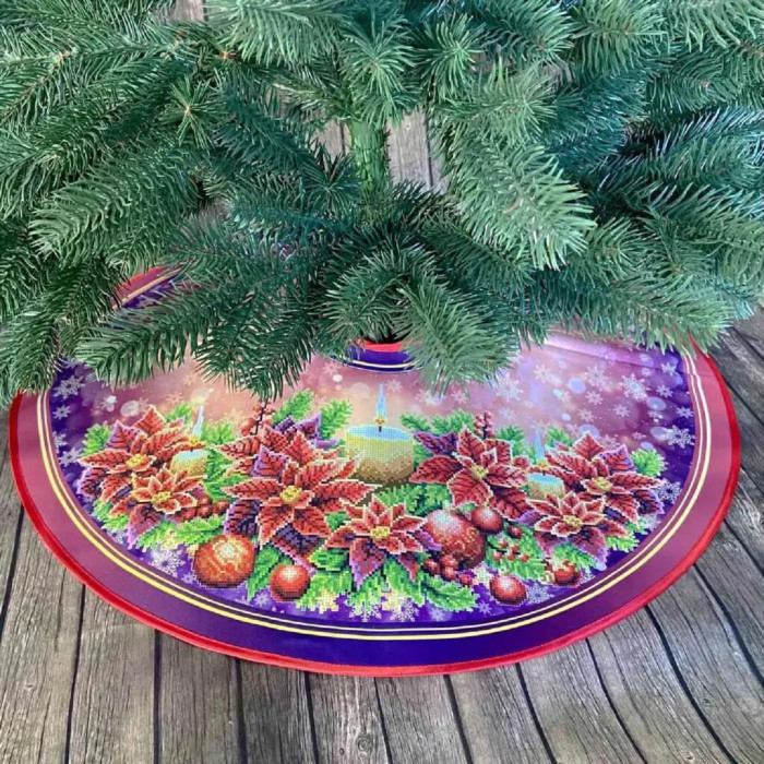 СЯ_320 Virena Заготовка для вишивки бісером - Спідниця під ялинку Різдвяна свічка 71х71 см (схема на габардині)