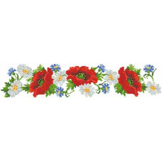 СЖ001пБнннн Барвиста вишиванка Заготовка для вишивки - Спідниця жіноча Маки, ромашки, волошки р.42-54 габардин, білий