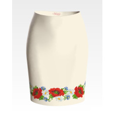 СЖ001шМнннн Барвиста вишиванка Заготовка для вишивки - Спідниця жіноча Маки, ромашки, волошки р.42-54 шовк, бежевий