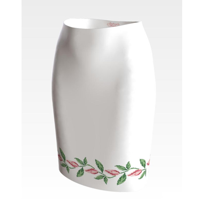 СЖ002кБнннн Спідниця жіноча, атлас-коттон, білий. Барвиста вишиванка. Заготовка для вишивки бісером