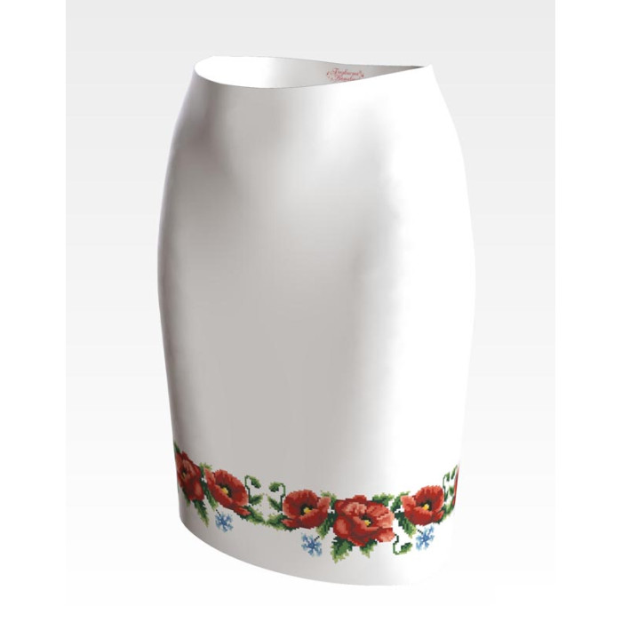 СЖ003кБнннн Спідниця жіноча, атлас-коттон, білий. Барвиста вишиванка. Заготовка для вишивки бісером