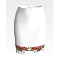 СЖ003шБнннн Барвиста вишиванка Заготовка для вишивки - Спідниця жіноча Маки, волошки р.42-54 шовк, білий