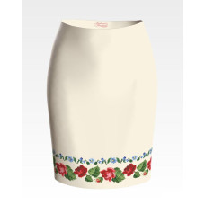 СЖ004дМнннн Барвиста вишиванка Заготовка для вишивки - Спідниця жіноча Троянди і незабудки р.42-54 домоткане полотно, бежевий