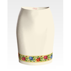 СЖ005кМнннн Барвиста вишиванка Заготовка для вишивки - Спідниця жіноча Багаті квіти. Буковинська р.42-54 атлас, бежевий