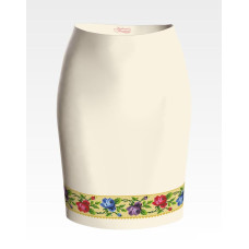 СЖ006кМнннн Барвиста вишиванка Заготовка для вишивки - Спідниця жіноча Розкішні квіти. Буковинська р.42-54 атлас, бежевий