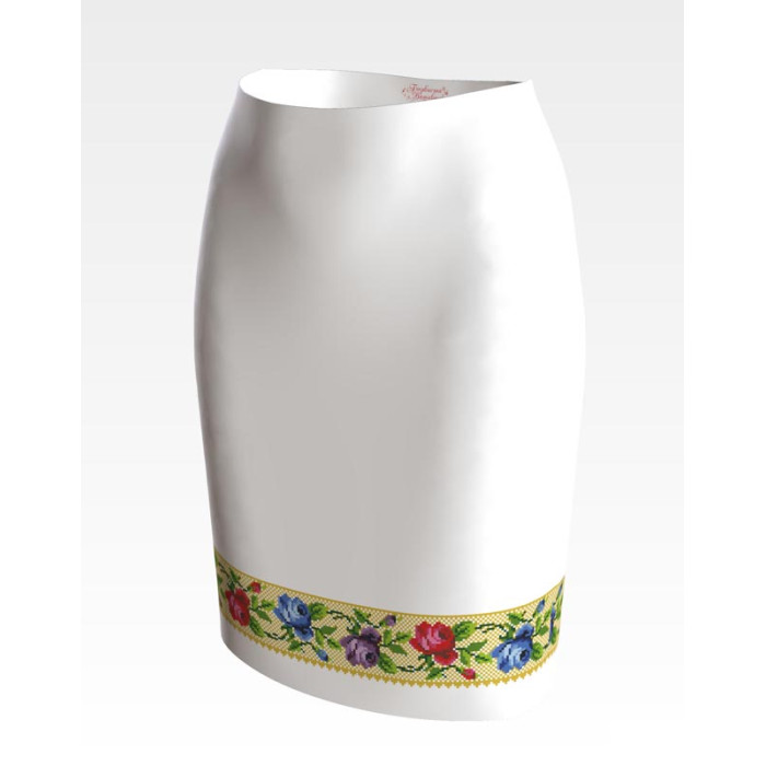 СЖ006пБнннн Барвиста вишиванка Заготовка для вишивки - Спідниця жіноча Розкішні квіти. Буковинська р.42-54 габардин, білий