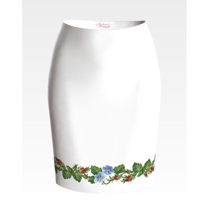 СЖ007кБнннн Спідниця жіноча, атлас-коттон, білий. Барвиста вишиванка. Заготовка для вишивки бісером