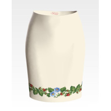 СЖ007кМнннн Барвиста вишиванка Заготовка для вишивки - Спідниця жіноча Королівські троянди, фіалки р.42-54 атлас, бежевий