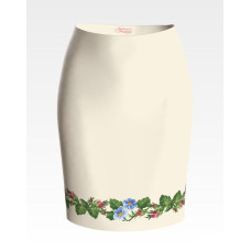 СЖ008кМнннн Барвиста вишиванка Заготовка для вишивки - Спідниця жіноча Пишні троянди, фіалки р.42-54 атлас, бежевий