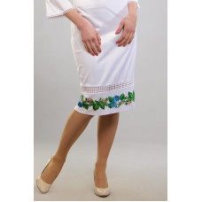 СЖ008шБнннн Барвиста вишиванка Заготовка для вишивки - Спідниця жіноча Пишні троянди, фіалки р.42-54 шовк, білий