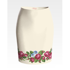 СЖ009шМнннн Барвиста вишиванка Заготовка для вишивки - Спідниця жіноча Рожеві троянди, фіалки р.42-54 шовк, бежевий