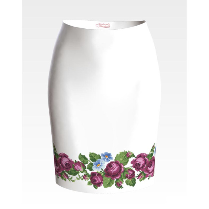 СЖ010кБнннн Спідниця жіноча, атлас-коттон, білий. Барвиста вишиванка. Заготовка для вишивки бісером