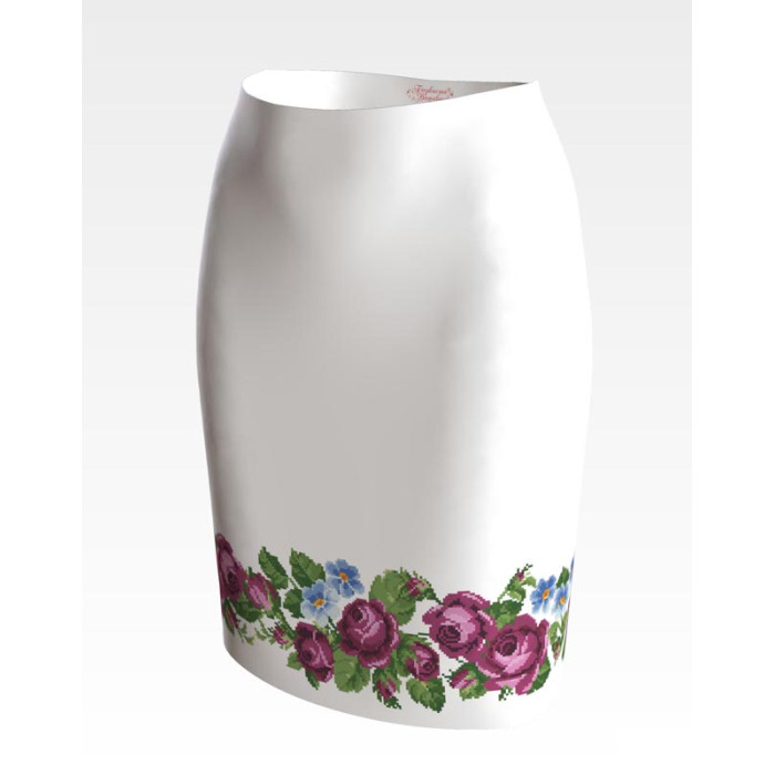 СЖ010кБнннн Спідниця жіноча, атлас-коттон, білий. Барвиста вишиванка. Заготовка для вишивки бісером