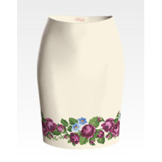 СЖ010шМнннн Барвиста вишиванка Заготовка для вишивки - Спідниця жіноча Лілові троянди, фіалки р.42-54 шовк, бежевий