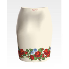 СЖ011кМнннн Барвиста вишиванка Заготовка для вишивки - Спідниця жіноча Пристрасні троянди, фіалки р.42-54 атлас, бежевий