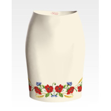 СЖ013дМнннн Барвиста вишиванка Заготовка для вишивки - Спідниця жіноча Маки, волошки, колоски р.42-54 домоткане полотно, бежевий