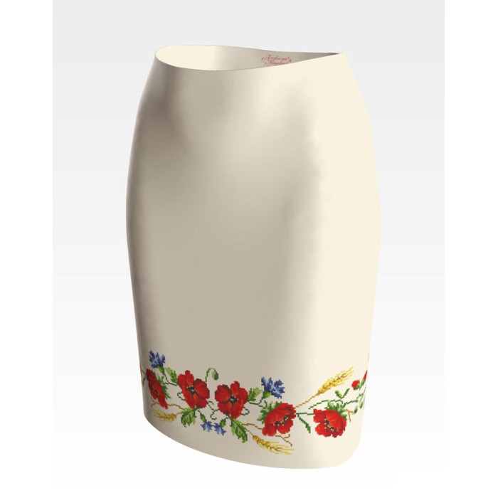 СЖ013дМнннн Барвиста вишиванка Заготовка для вишивки - Спідниця жіноча Маки, волошки, колоски р.42-54 домоткане полотно, бежевий