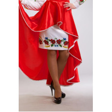 СЖ013пБнннн Барвиста вишиванка Заготовка для вишивки - Спідниця жіноча Маки, волошки, колоски р.42-54 габардин, білий