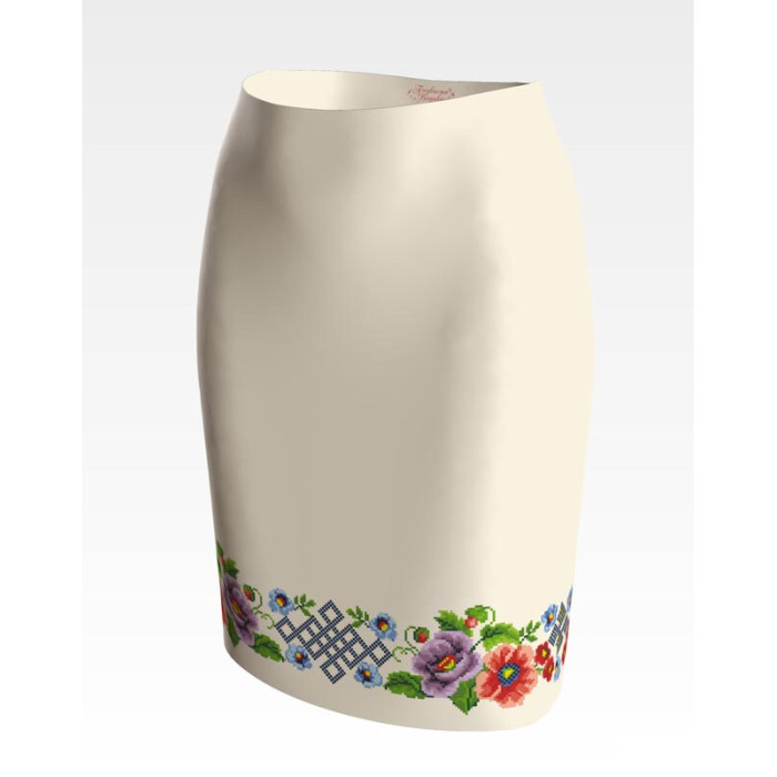 СЖ014дМнннн Барвиста вишиванка Заготовка для вишивки - Спідниця жіноча Маки і незабудки. Молодіжна р.42-54 домоткане полотно, бежевий