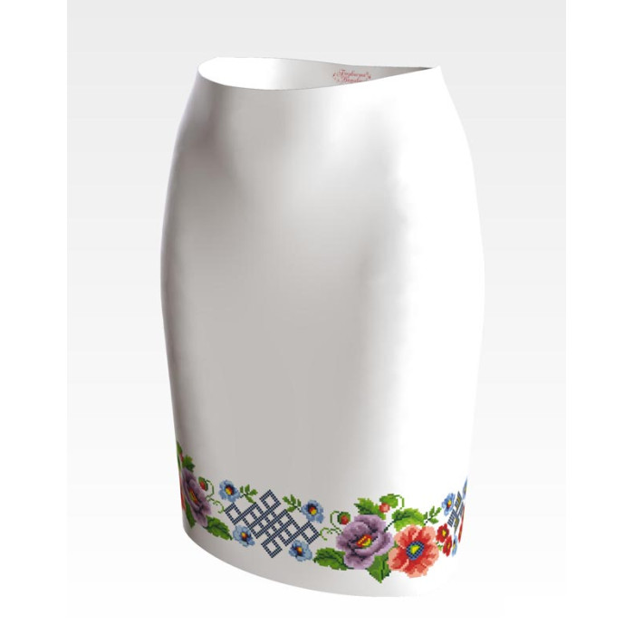 СЖ014кБнннн Спідниця жіноча, атлас-коттон, білий. Барвиста вишиванка. Заготовка для вишивки бісером