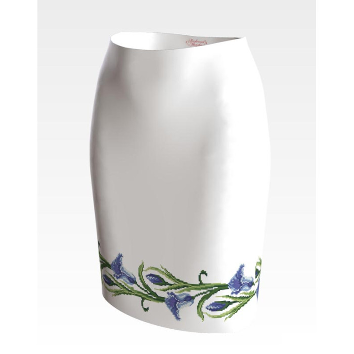 СЖ015кБнннн Спідниця жіноча, атлас-коттон, білий. Барвиста вишиванка. Заготовка для вишивки бісером