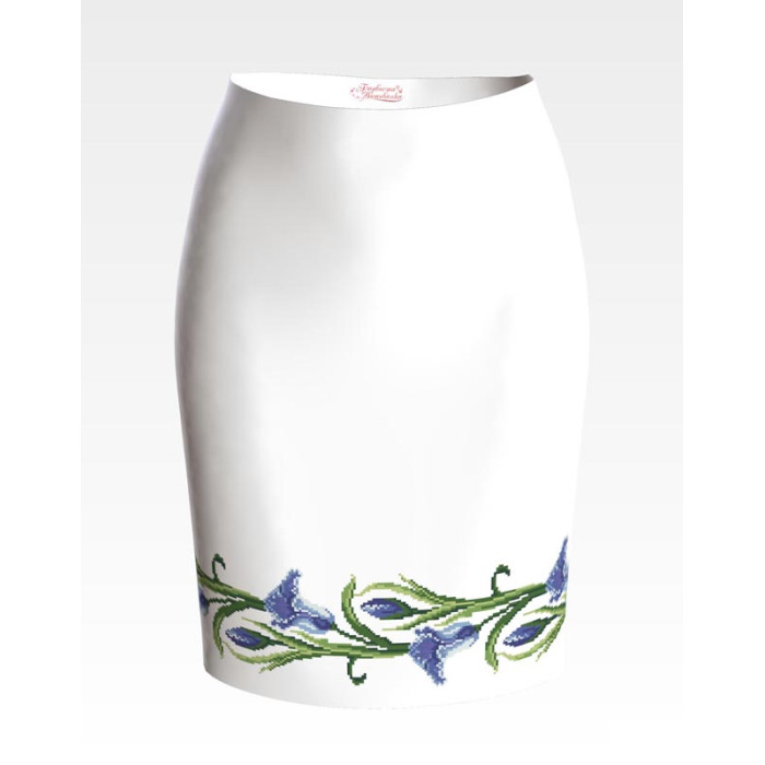 СЖ015пБнннн Барвиста вишиванка Заготовка для вишивки - Спідниця жіноча Іриси р.42-54 габардин, білий